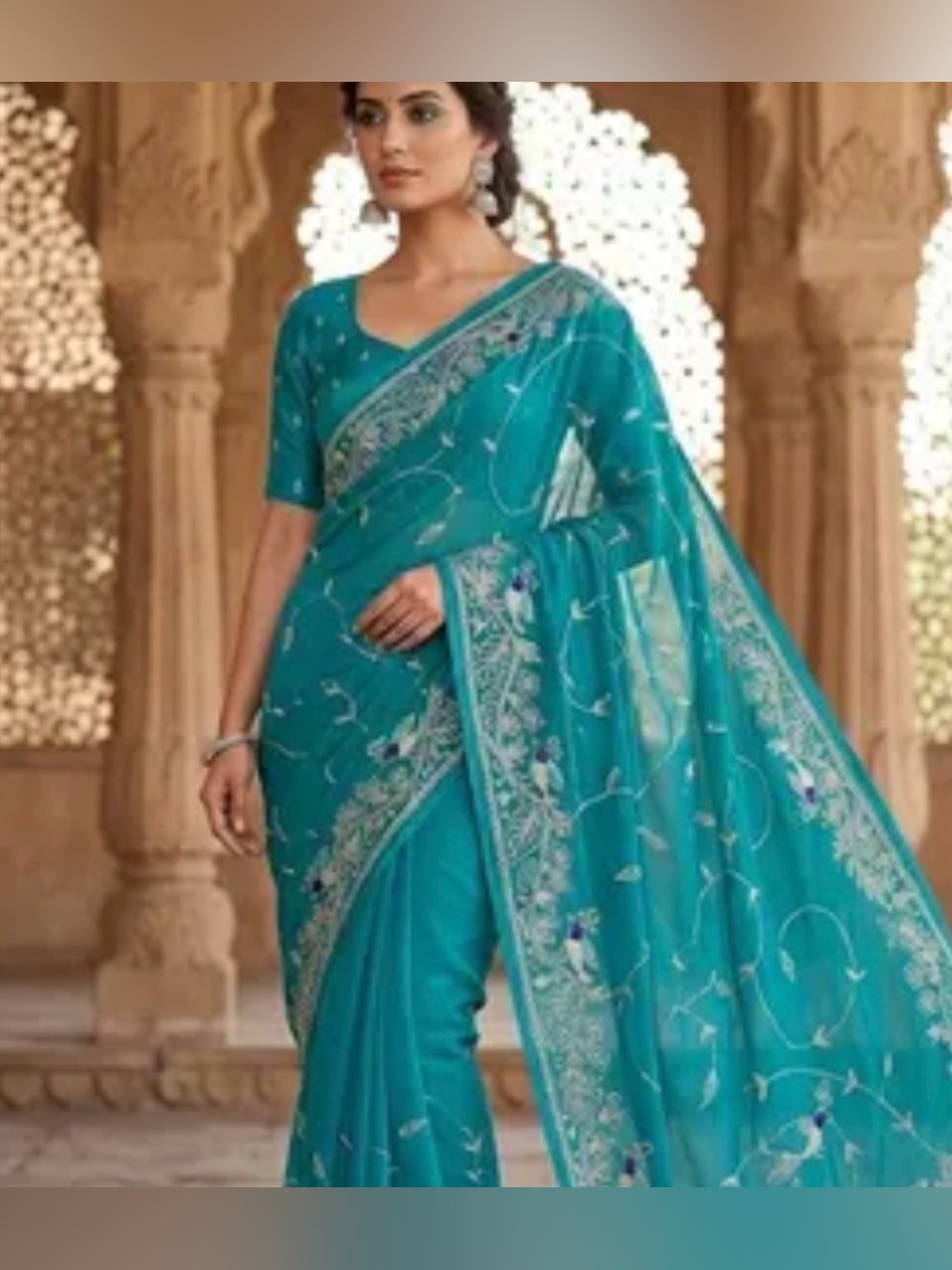 Traditional turquoise Mint Sari Fabric from Dhaka Bangladesh traditional wedding